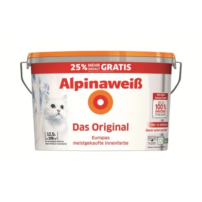 Alpinaweiß Wandfarbe Das Original Weiß Matt 10 + 2,5 l