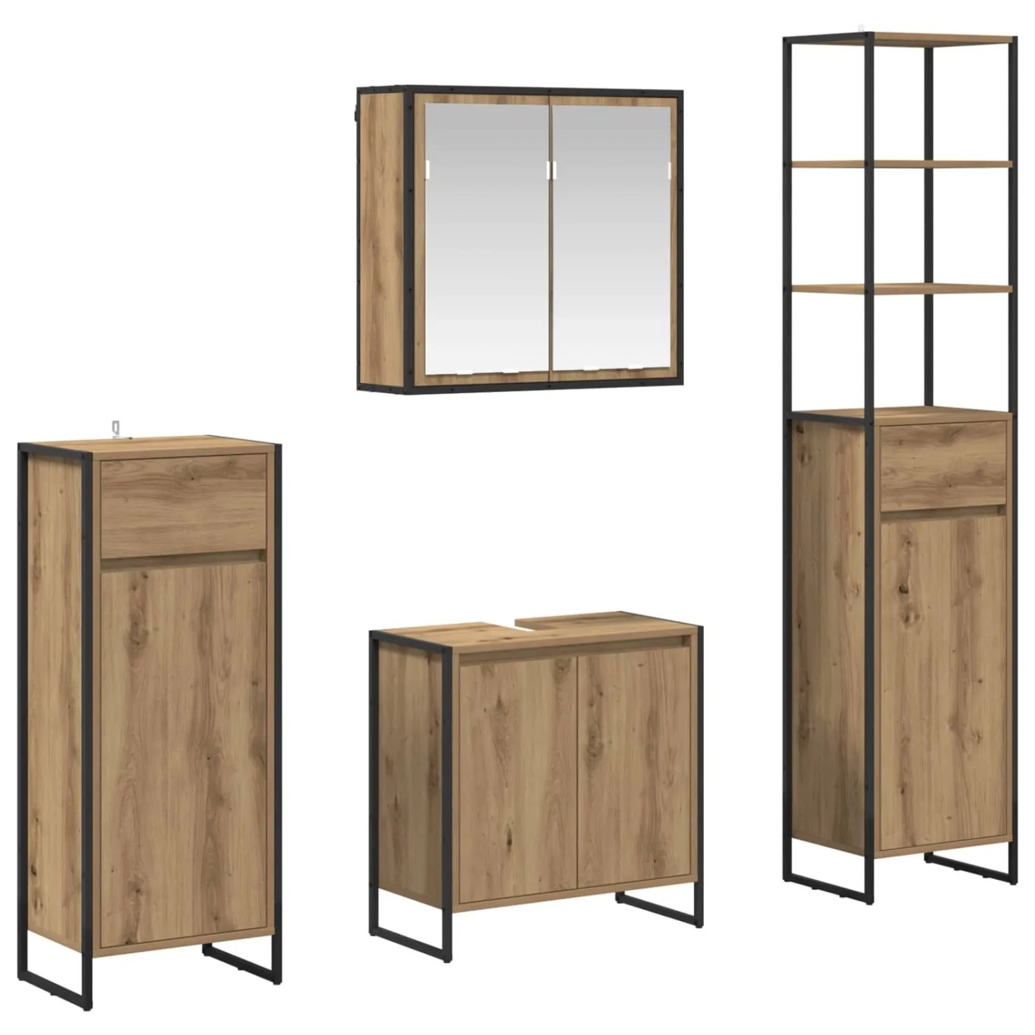 vidaXL Badezimmermöbel-Set mit Schubladen Artisan-Eiche Holzwerkstoff 34030 günstig online kaufen