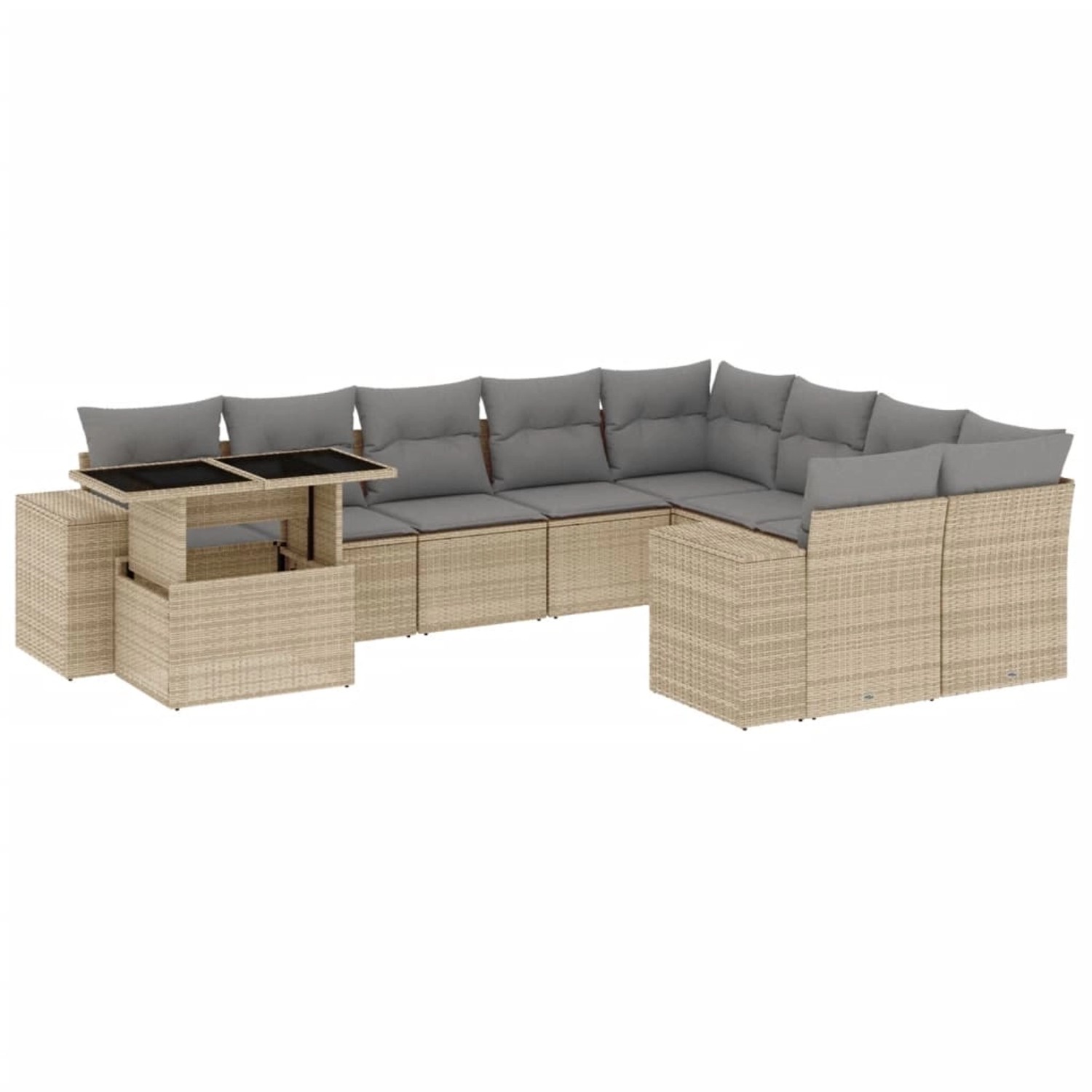 vidaXL 10-tlg Garten-Sofagarnitur mit Kissen Beige Poly Rattan Modell 223 günstig online kaufen