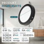 LUXULA LED Aufbauleuchte 6W IP44-Geschützt 600lm Lichtfarbe Einstellbar CCT Deckenleuchte Rund Ø109x28mm Badezimmerlampe Schwarz_2