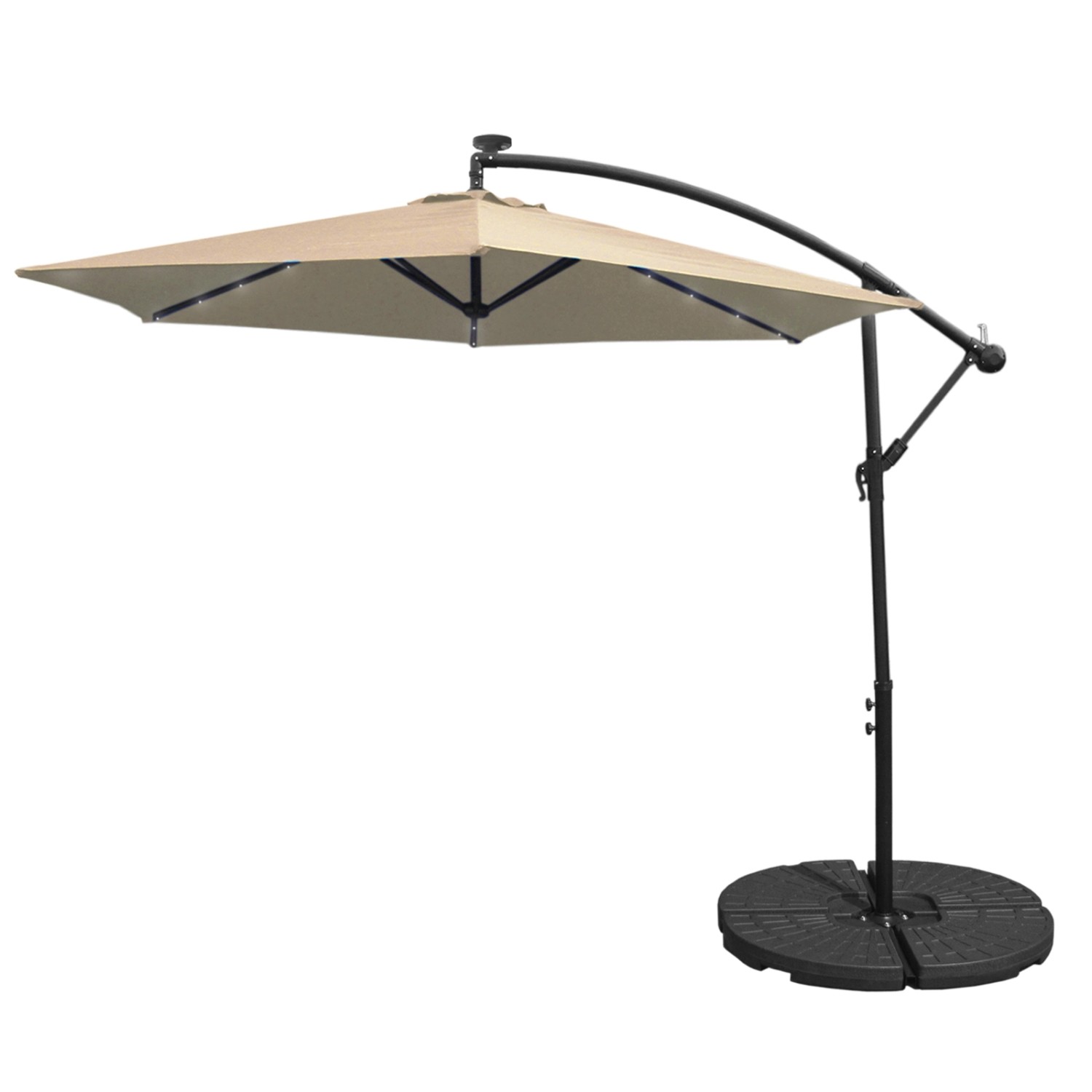 Monstershop 300cm LED Ampelschirm Sonnenschirm mit fächerförmigem Sockel Be günstig online kaufen