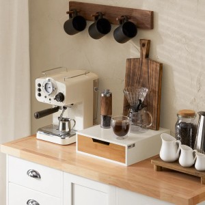 SoBuy Schubladenbox FRG179-WN als Schreibtischorganizer mit Schublade und Bambusfront.