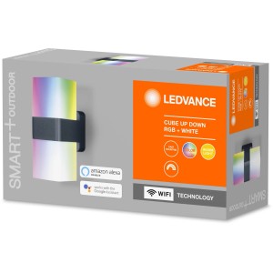 Ledvance Smart+ WiFi Außenwandleuchte Cube RGBW, Farbwechsel. Smarte Gartenbeleuchtung.