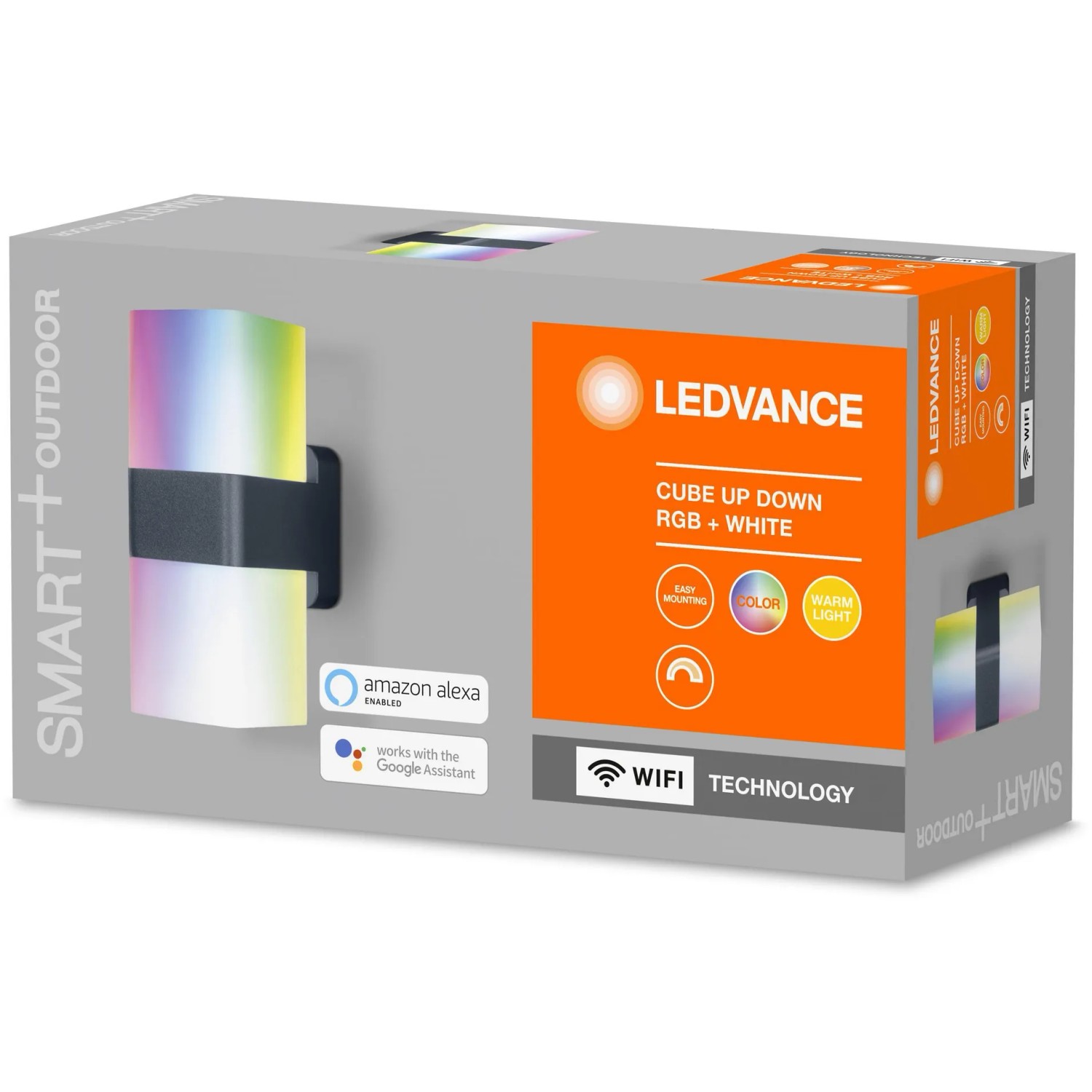 Ledvance Smart+ WiFi Außenwandleuchte Cube RGBW, Farbwechsel. Smarte Gartenbeleuchtung.
