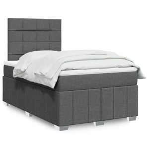 vidaXL Boxspringbett mit Matratze Dunkelgrau 120x200 cm Stoff 3293936