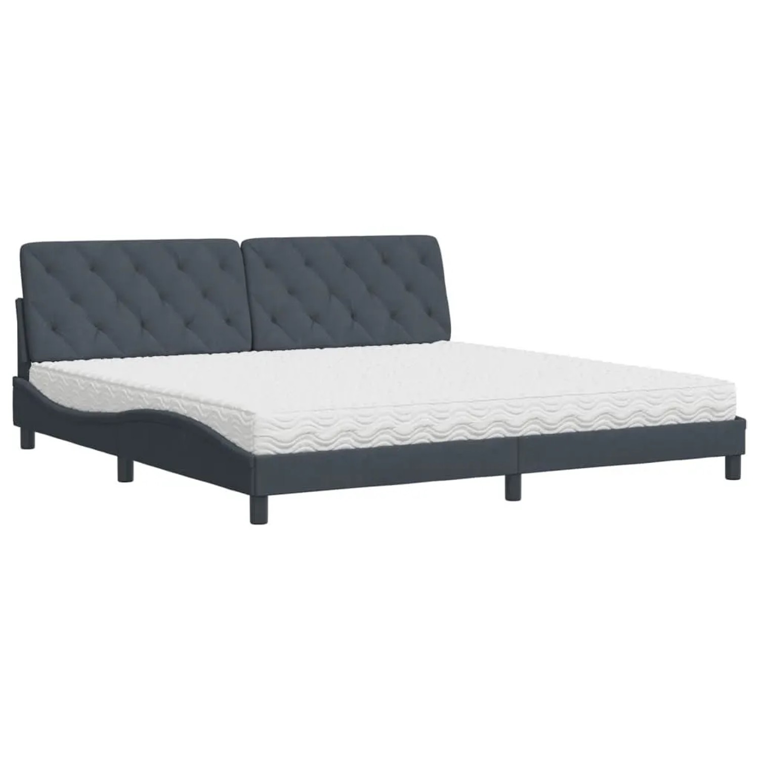 vidaXL Bett mit Matratze Dunkelgrau 200x200 cm Samt 3208677