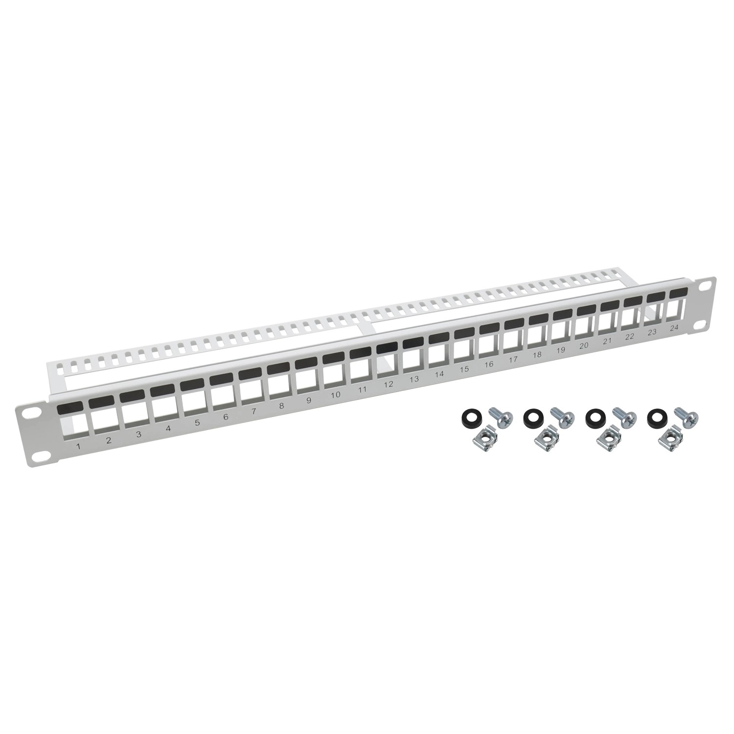HMF 66445-07 UTP Keystone-Patchpanel für Serverschrank 19 Zoll 1 HE 24 Port günstig online kaufen