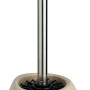 Beige WC-Bürstengarnitur Pion aus Keramik mit Silikonbürste und Edelstahlgriff.