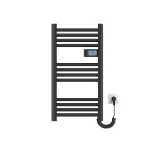 Emke Handtuchwärmer Elektrisch 75x40cm 180W Schwarz Heizkörper mit Thermostat LED Display mit Temperatur und Zeitanzeige