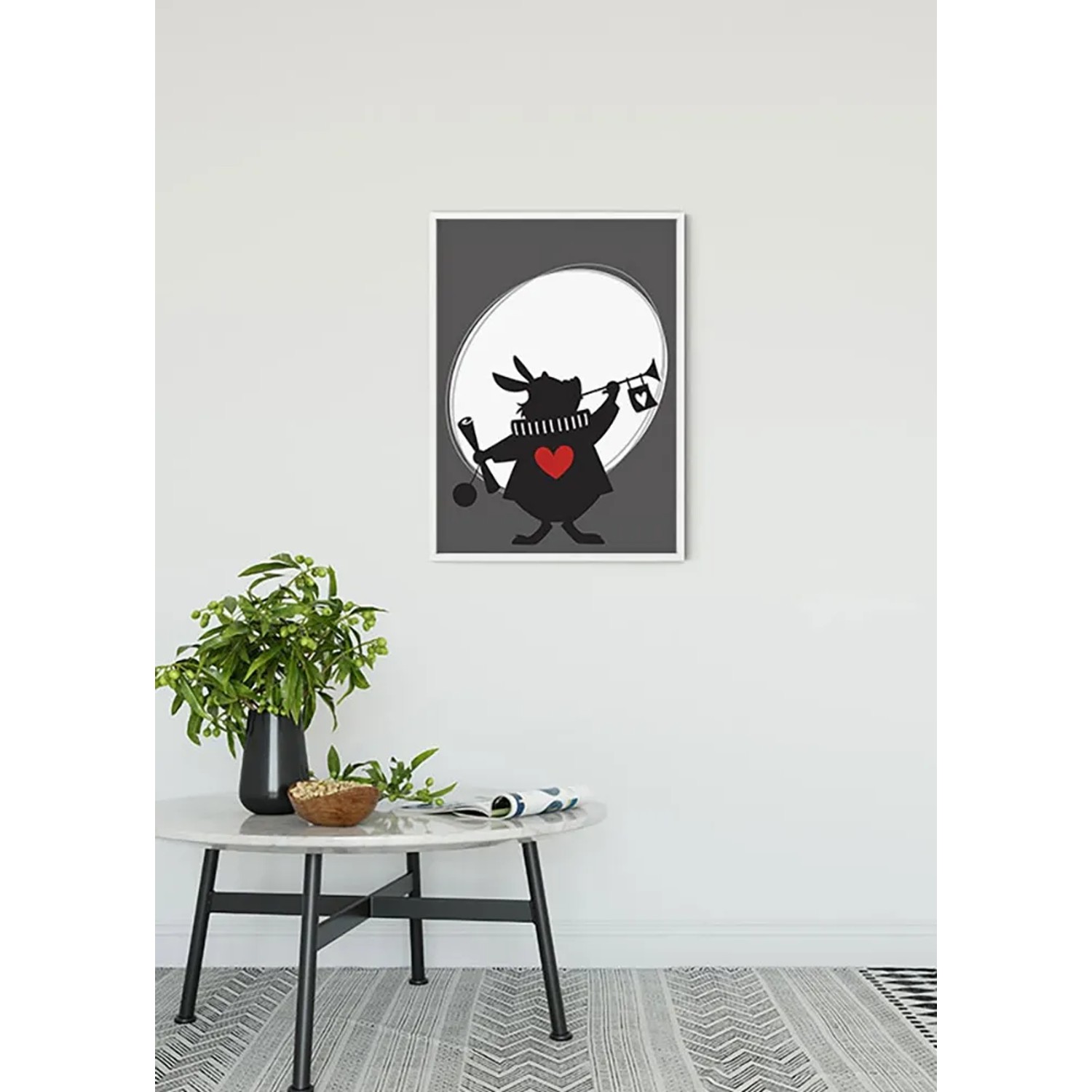 Komar Wandbild Alice Rabbit, 30x40 cm, mit Hasenmotiv im modernen Wohnraum.