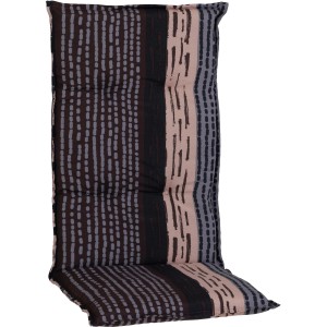 Beo Sitzauflage Hochlehner Bangui, gestreift in Grau und Ecru.