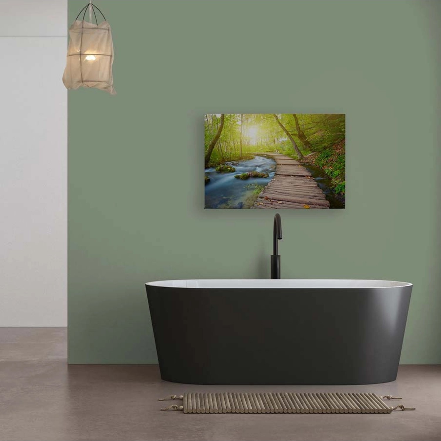 Bricoflor Bild Mit Wald Bach Für Wohnzimmer Und Schlafzimmer Leinwandbild M günstig online kaufen