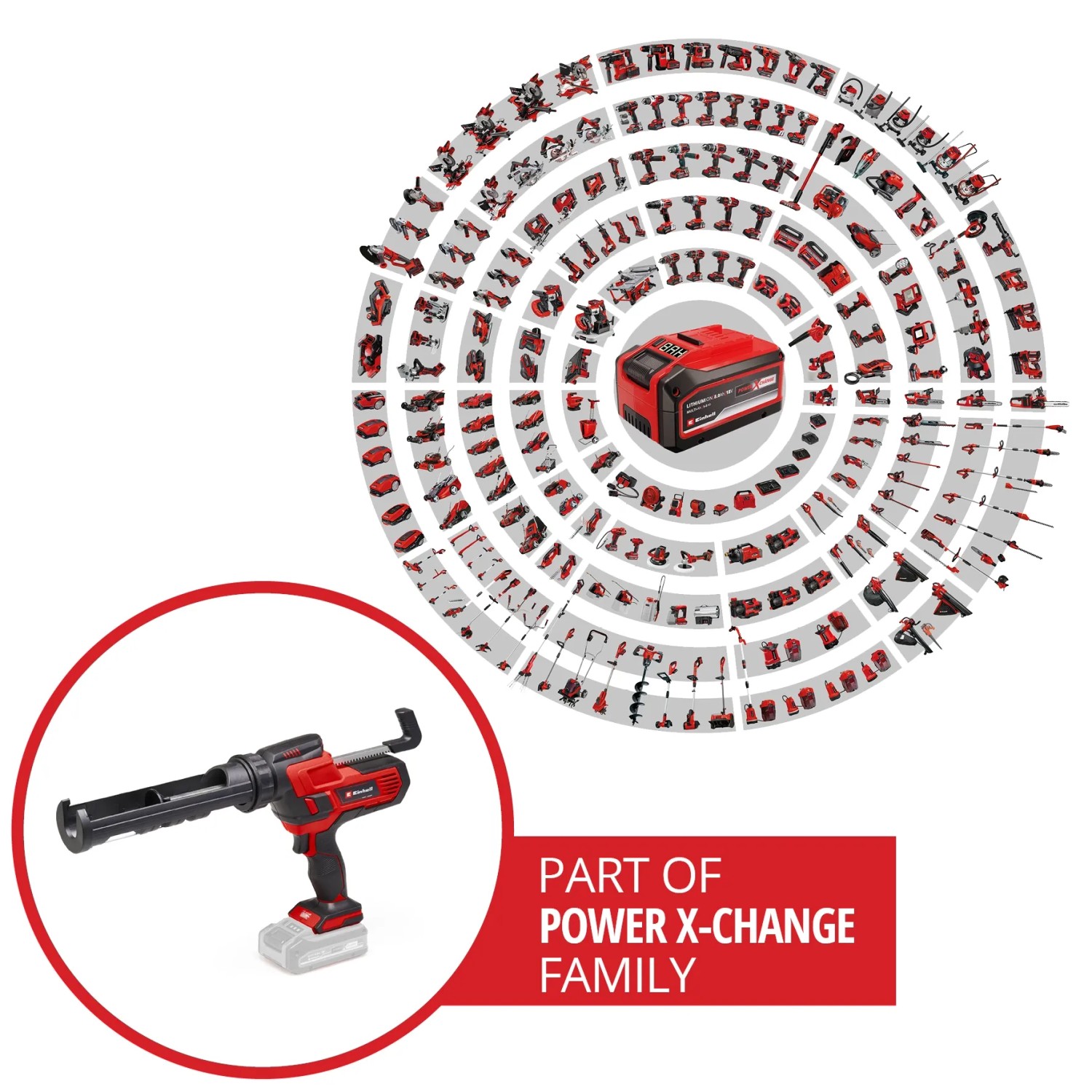 Einhell Akku-Kartuschenpistole TE-SG 18/10 Li Solo, Teil der Power X-Change Familie.