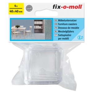 Fix-o-moll Möbeluntersetzer, 4er-Pack, glasklar, 4x4 cm, für Möbel auf Teppichböden.