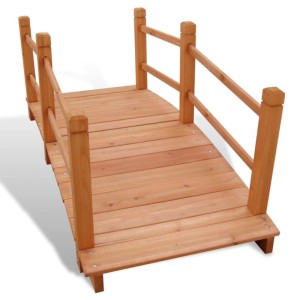 DELUKE Holzbrücke Mit Geländer MILAN Braun 140x60x56cm Gartenbrücke Teichbrücke Holzsteg Gartendeko Teich Garten Zierbrücke