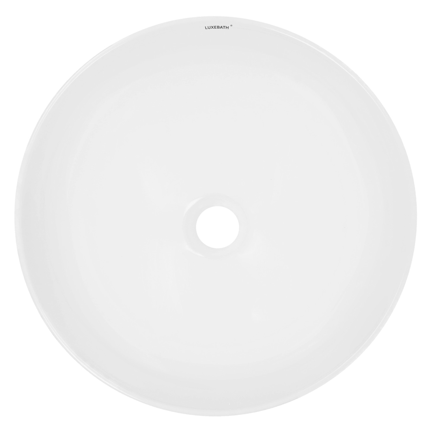 Rundes, weißes ECD Germany Aufsatzwaschbecken aus Keramik, 400x147 mm.