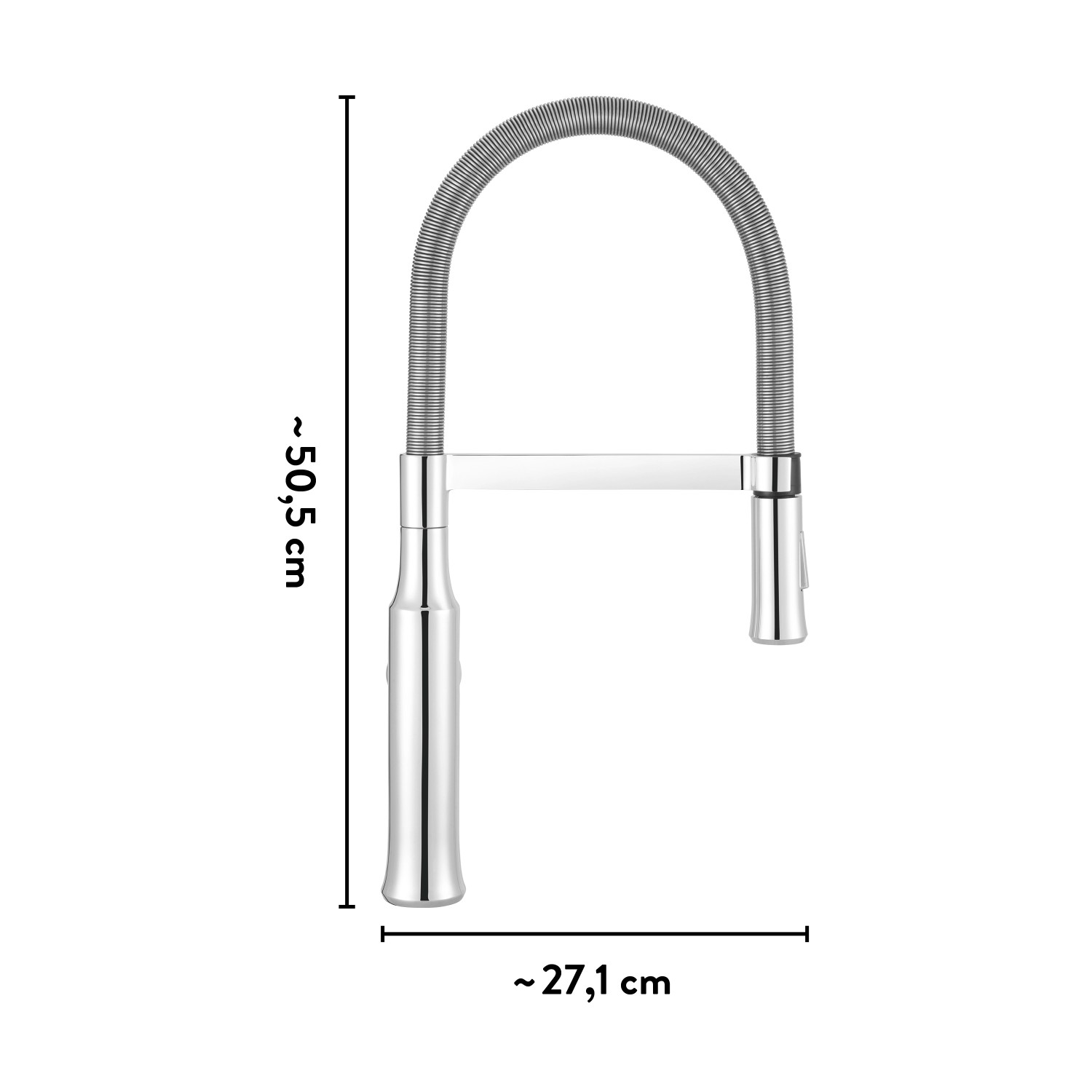 baliv Küchenarmatur KI-1360 Chrom, Einhebelmischer mit flexiblem Schlauch und schwenkbarem Auslauf.
