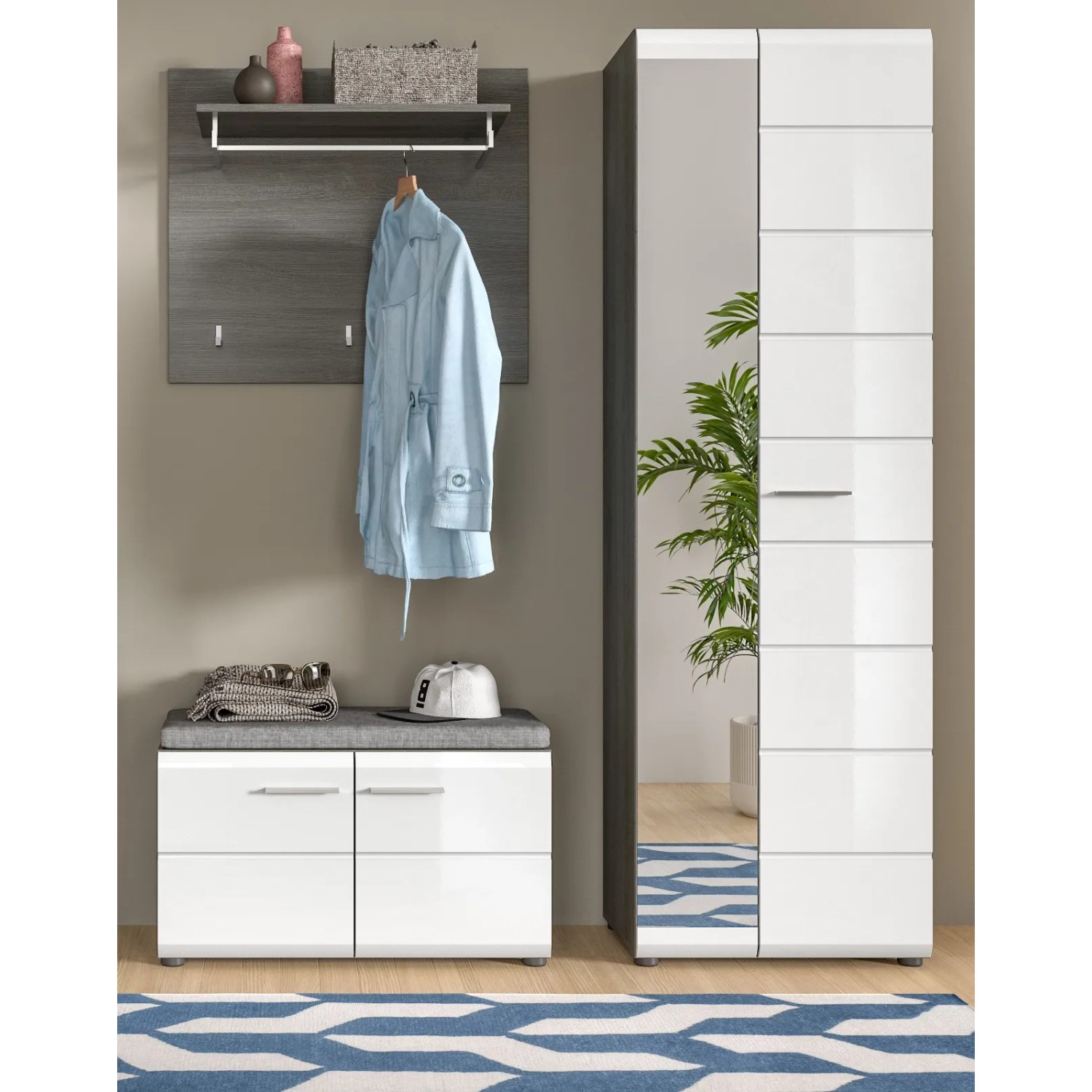 Inn.Furn Garderobenpaneel Grau 80 cm mit Kleiderstange Rumba_6