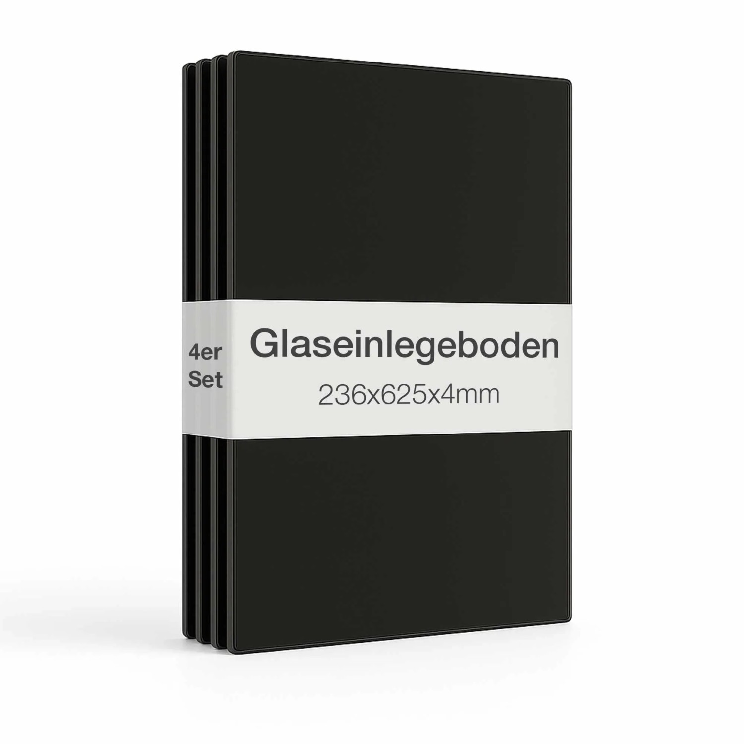 K-Möbel Glasboden-Erweiterungsset Schwarz für 2-Türige Standvitrine 4er Set ESG-Glas 627 x 237 mm inkl. Bodenträger