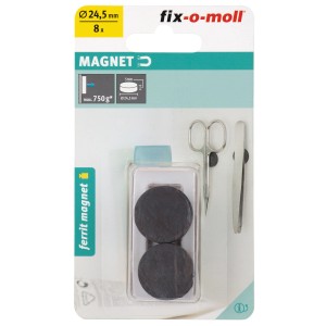 Fix-o-moll Magnetscheiben, 8er-Packung, Ferrit, 5 mm x 24,5 mm, schwarz. Haushaltshelfer für vielseitige Anwendungen.