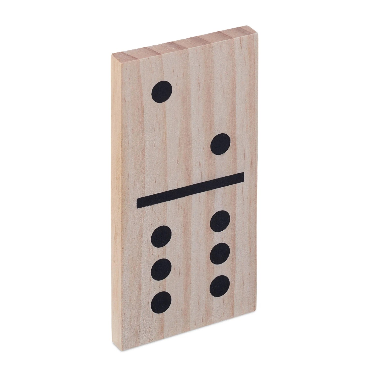 Relaxdays Domino Kiefernholz Natur 28-tlg. mit Tasche 15 cm x 7,5 cm x 1 cm