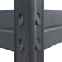 Detailaufnahme Stecksystem vom anthrazitfarbenen Metall Schwerlastregal Rivet mit 4 Böden.