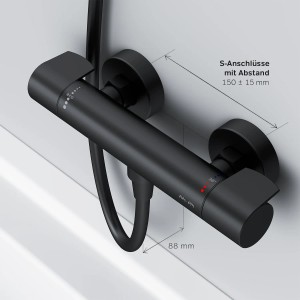 Schwarze AM.PM Thermostat Duscharmatur X-Joy aus Messing. Mischbatterie mit Thermostat.