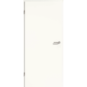 Weiße Zimmertür ohne Schlüssellochbohrung, DIN links, 198,5x61 cm. Schlichtes Design für moderne Innenräume.