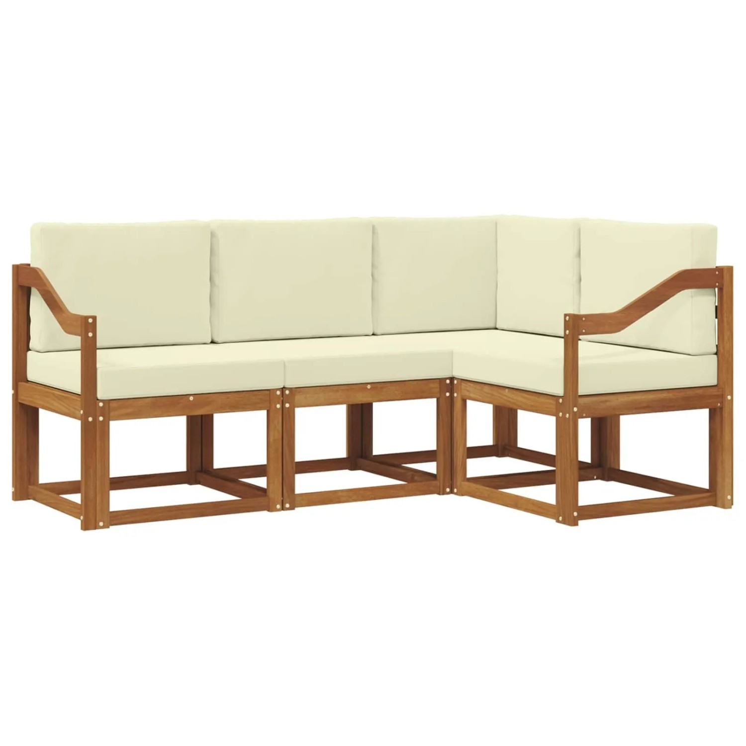 vidaXL Outdoor-Sofagarnitur mit Kissen 4 Stk Natur und Creme 3366338