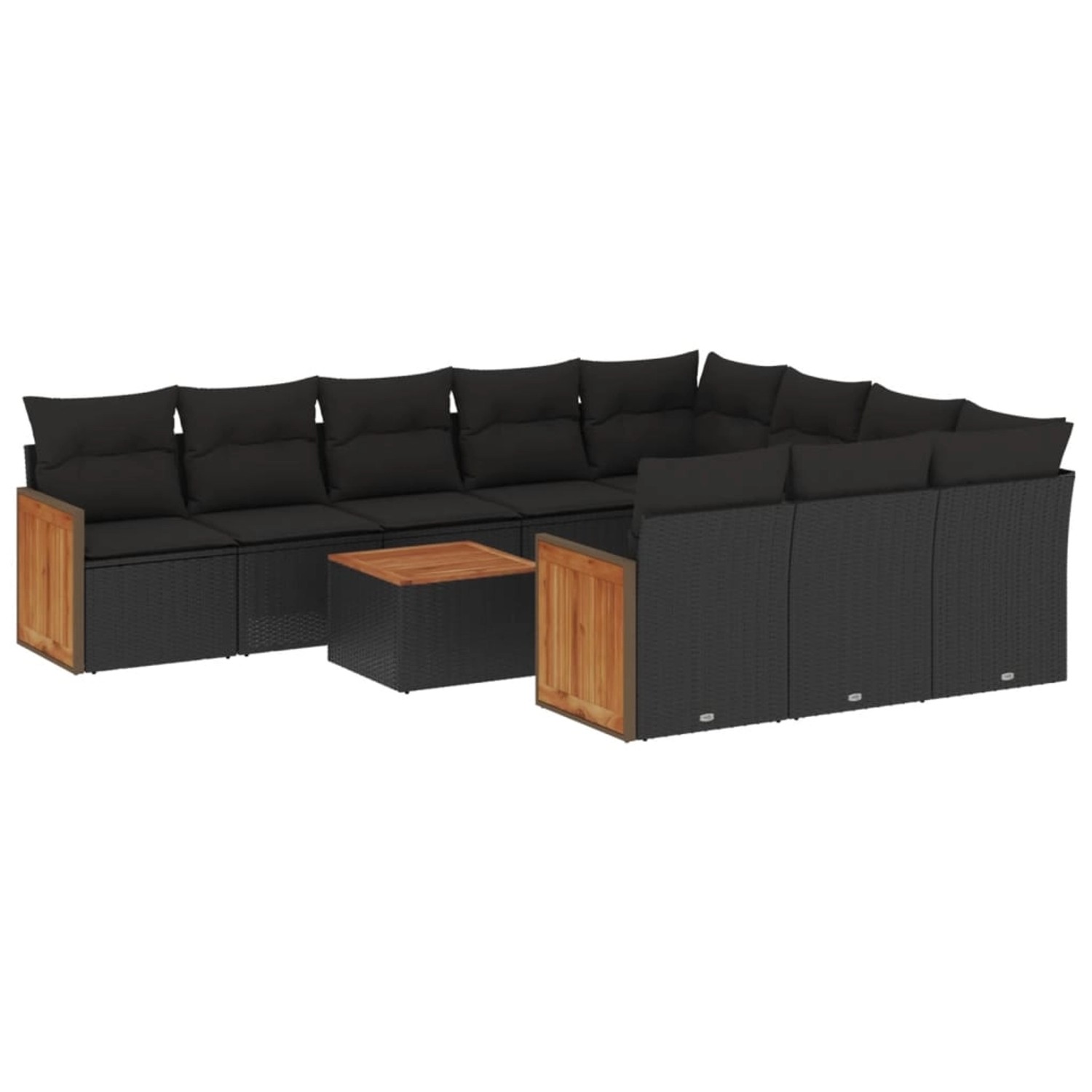 vidaXL 11-Tlg Garten-Sofagarnitur mit Kissen Schwarz Poly Rattan 3228022 günstig online kaufen