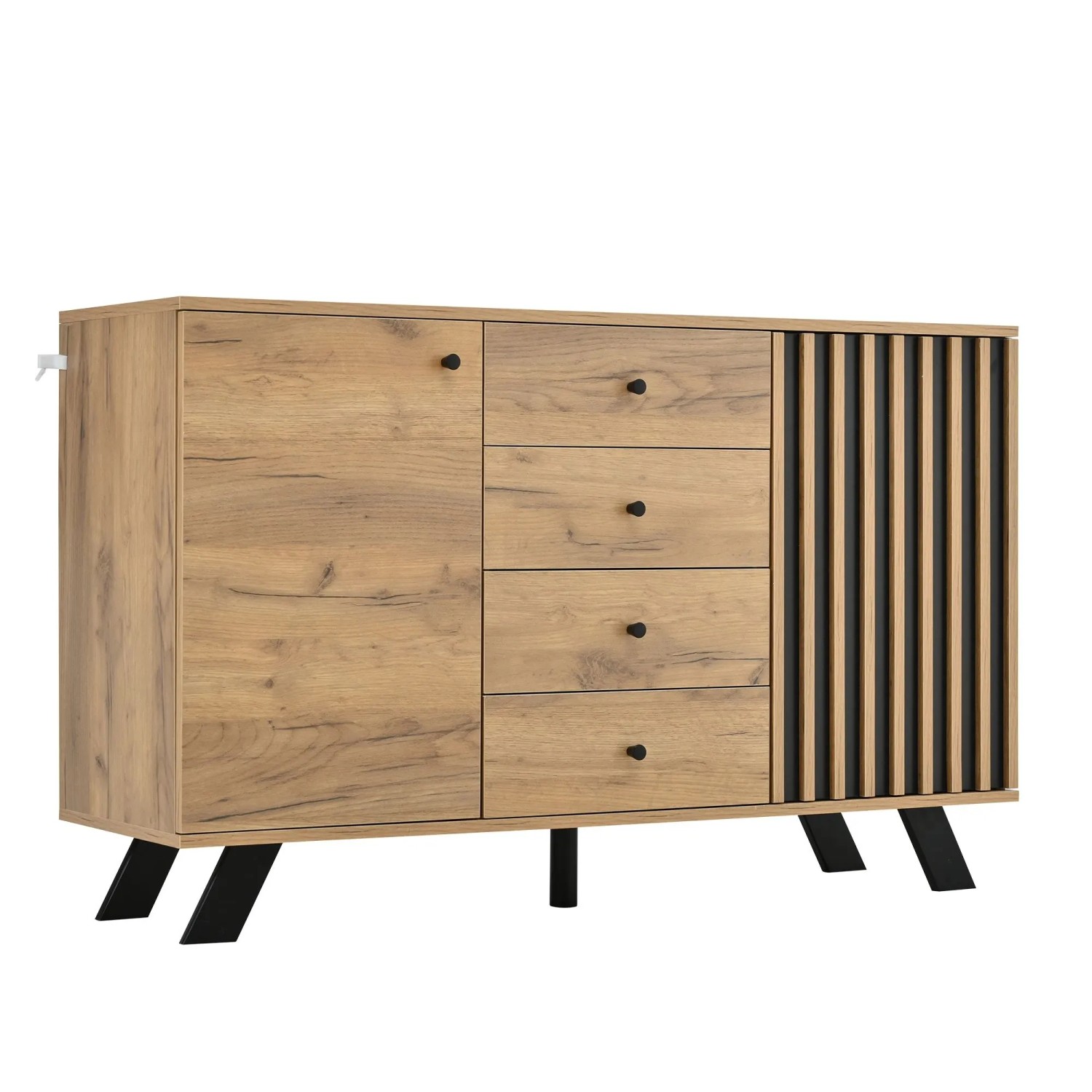 okwish Sideboard mit Schubladen Schränken Wohnzimmer 120x38x75cm Natur