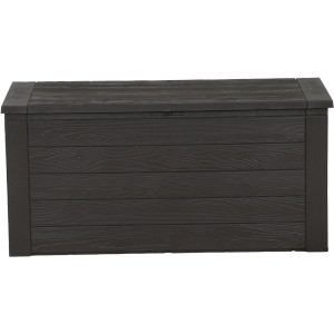 Braune Fun Star Kissenbox Woody, 120 cm breit, in Holzoptik. Ideal für Gartenauflagen.