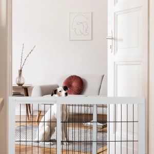 Relaxdays Absperrgitter aus Kiefernholz und Stahl Weiß Ausziehbar Freistehend 56 cm x 70 bis 108 cm x 32 cm 3,5 kg