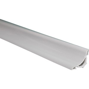 Weißes Dichtprofil aus PVC, 20 mm x 2,5 mm, als Fliesenschiene oder Alternative zur Silikonfuge.