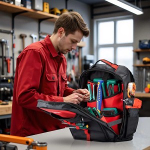 Wiltec Werkzeugrucksack 33X20X43Cm Werkzeugtasche 16 Fächer Werkzeug Rucksack