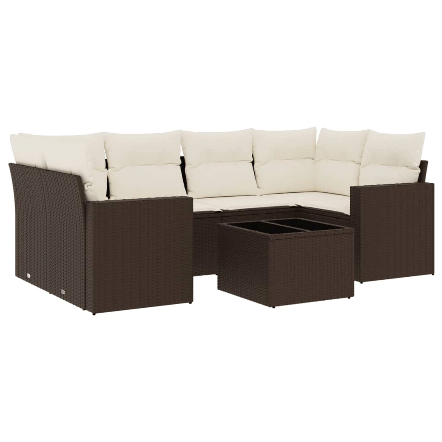 vidaXL 7-Tlg Garten-Sofagarnitur mit Kissen Braun Poly Rattan 3218713 günstig online kaufen