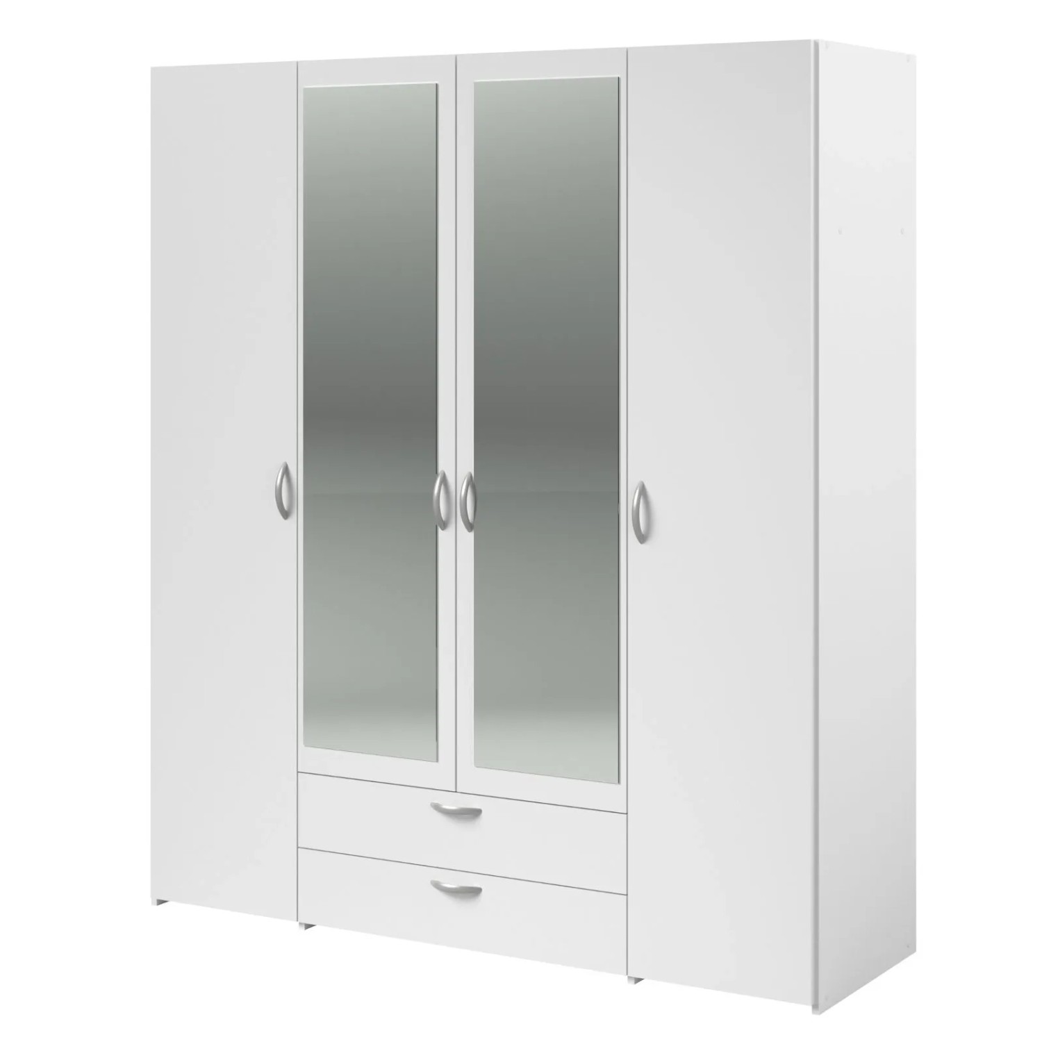 Parisot Kleiderschrank in Weiß Drehtürenschrank 4-Türig mit Spiegel 160 x 1 günstig online kaufen