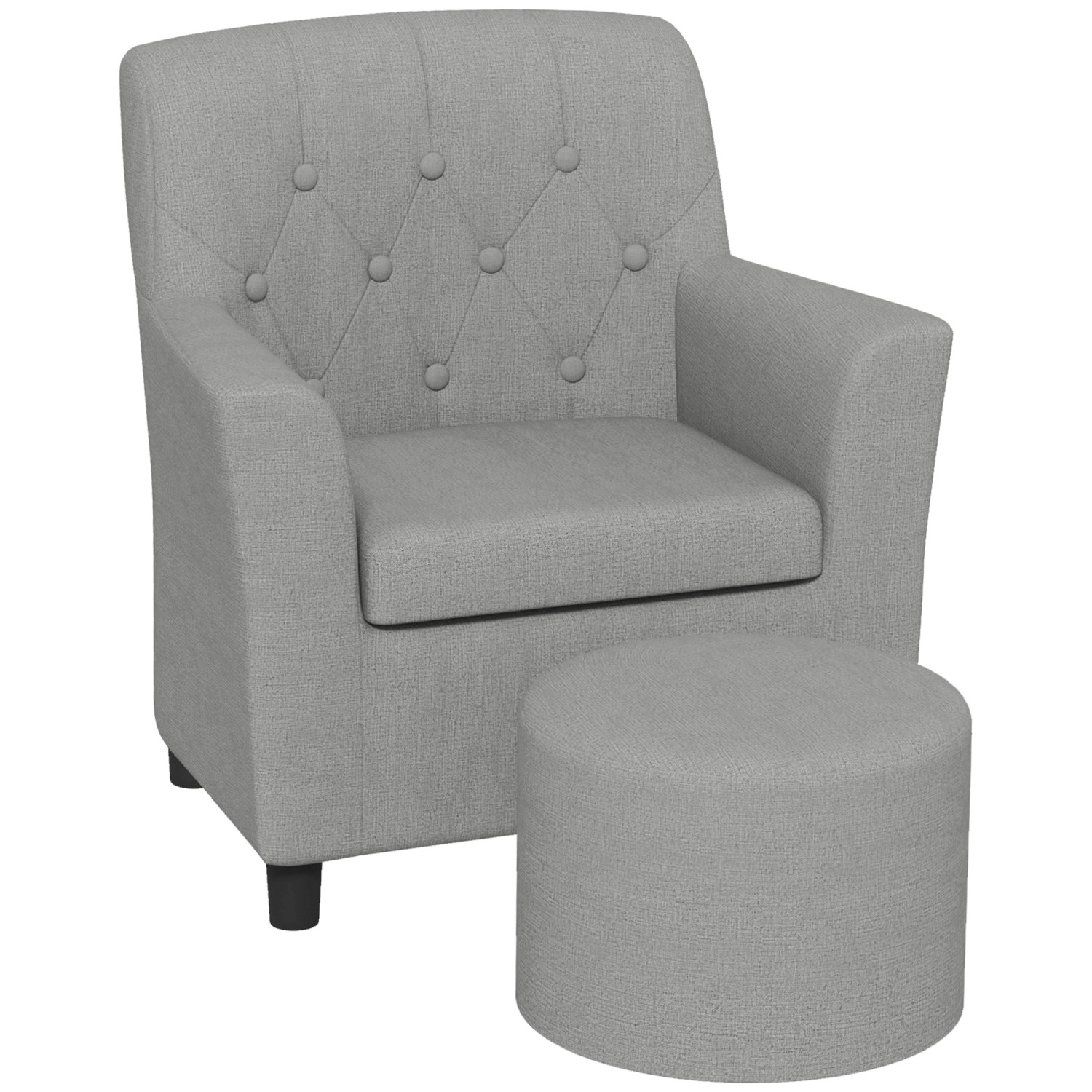 AIYAPLAY Kindersessel mit Fußhocker Leinentoptik Grau 45 x 43 x 50,5 cm günstig online kaufen
