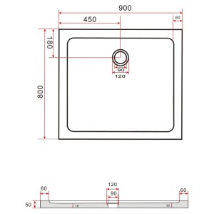 Glasdeals Duschwanne Duschtasse Acryl 5 x 80 x 90 cm 3914
