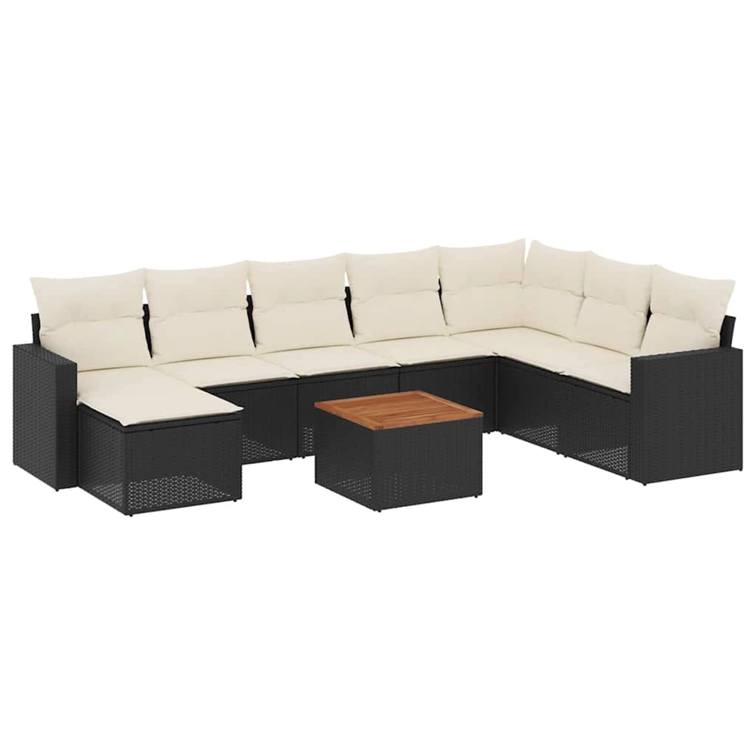 vidaXL 9-Tlg Garten-Sofagarnitur mit Kissen Schwarz Poly Rattan 3256588 günstig online kaufen