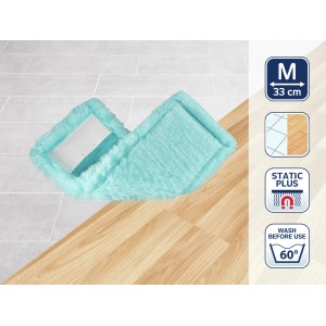 Leifheit Wischbezug Clean Twist M Ergo static plus, türkis, 33 cm Wischbreite für Reinigungsgeräte.