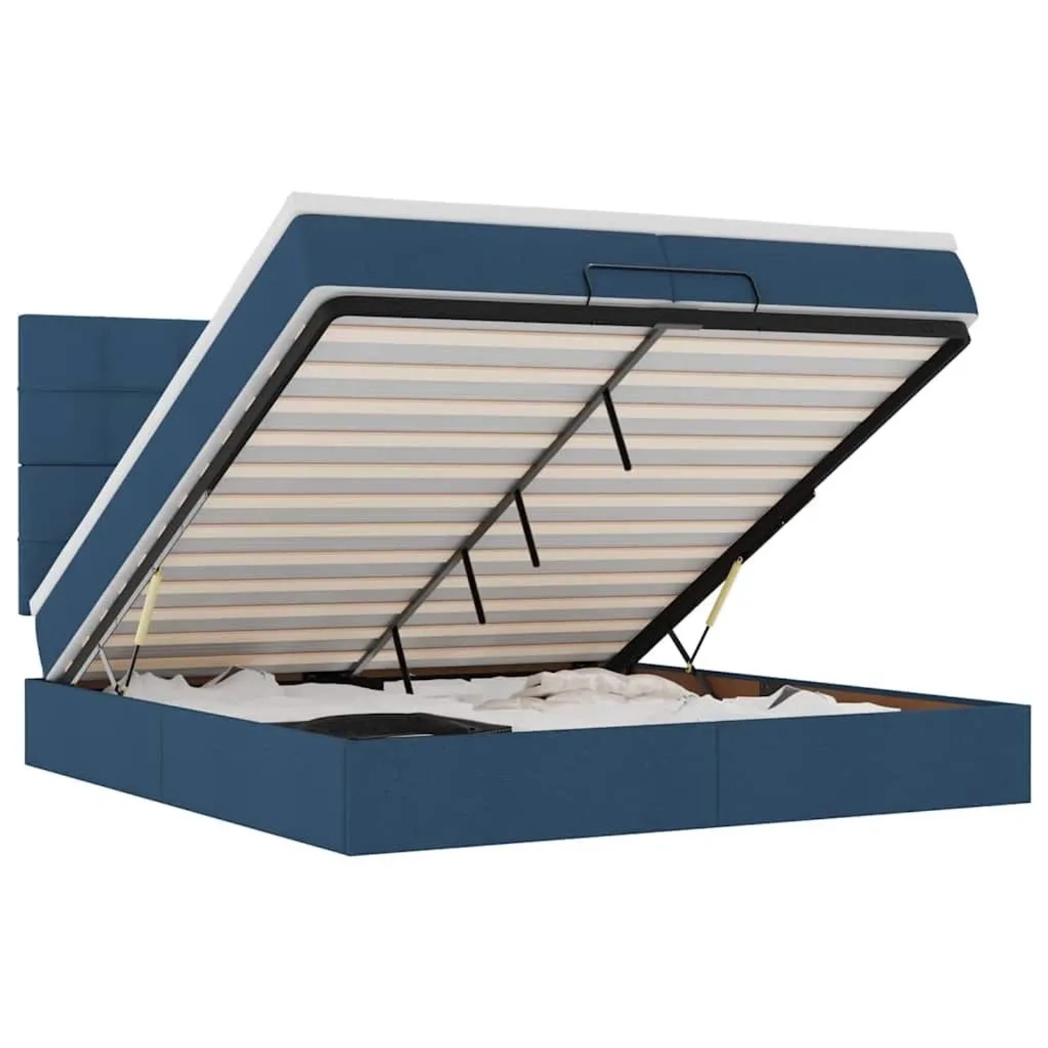 vidaXL Ottoman-Bett mit Matratzen Blau 200x200 cm Stoff 3313188