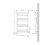 Technische Zeichnung: LuxeBath Badheizkörper elektrisch, 600x800mm, mit Maßen.