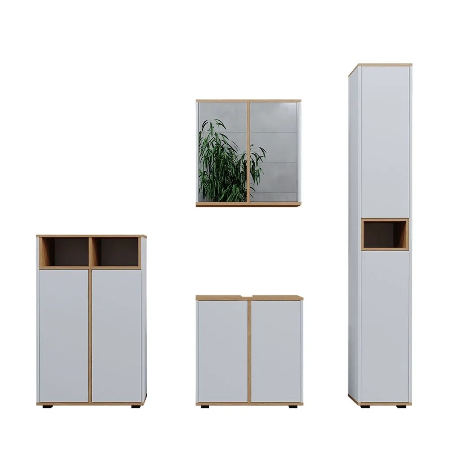 Vicco Badmöbel-Set Didi Weiß/Artisan-Eiche 60 x 62 4-teilig