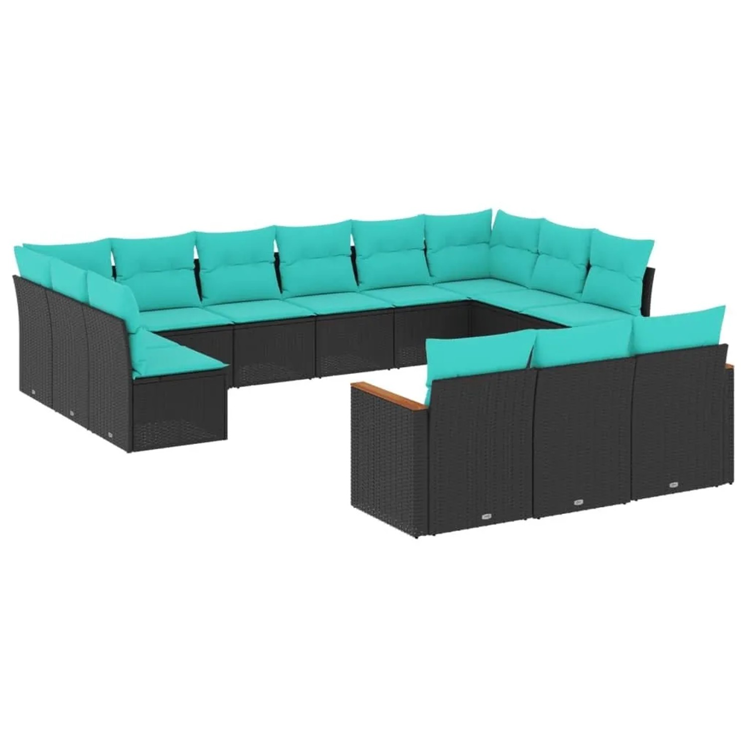 vidaXL 13-Tlg Gartensofa-Set mit Kissen Schwarz Polyrattan 3226456 günstig online kaufen