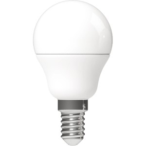 LED-Leuchtmittel E14 Globe G45, 4,9 W, 470 lm, Ø 4,5 cm, warmweißes Licht.