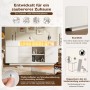 Weißes Merax Sideboard 160 cm mit LED-Beleuchtung, Acrylstützen, 4 Schubladen und 2 Schränken. Moderne Wohnzimmer Kommode.