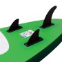 Detailaufnahme des grünen ECD Germany Stand Up Paddle Boards mit drei schwarzen Finnen.