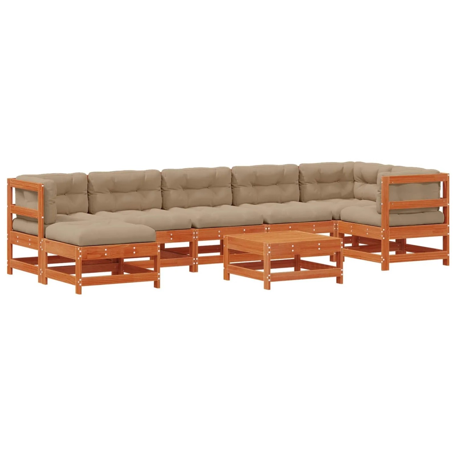 vidaXL Garten-Lounge-Set 8 Stk Wachsbraun Massives Kiefernholz 3418081