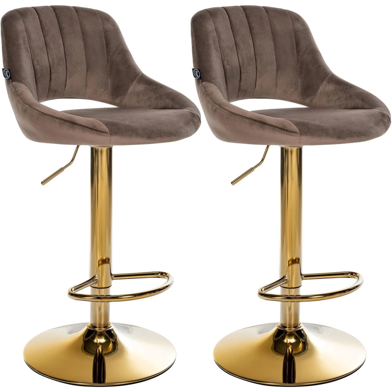 CLP 2er Set Barhocker Milet Samt Metall Gold/Braun